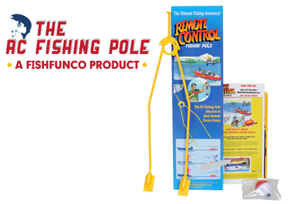 The Rc Fishing Pole fits on any re boat for real fishing